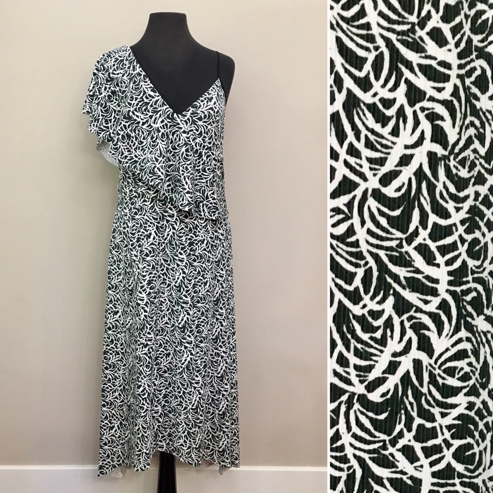 CLUB MONACO Asymmetrical Ribbed Pattern High Low Maxi Dress Women’s Size 10